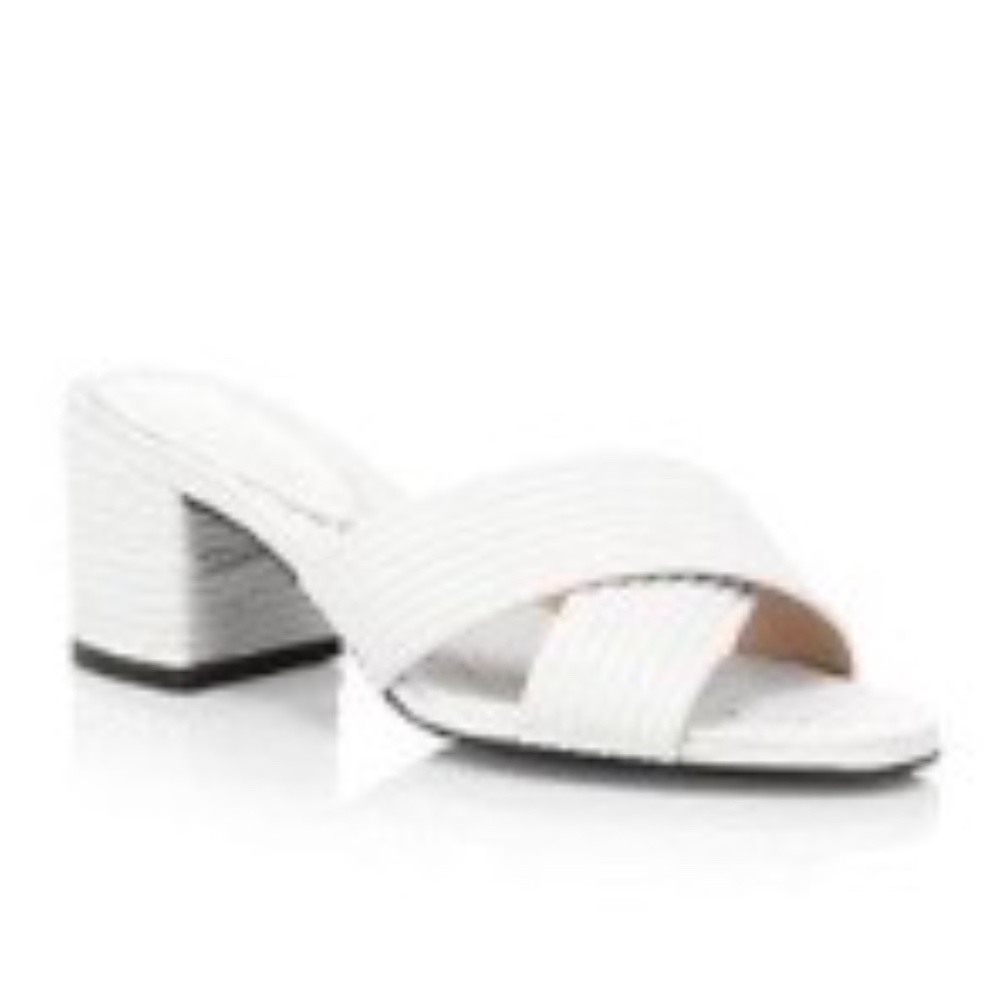 Schutz Ana Kate Ribbed Leather Mules, sz 10.5 Medium